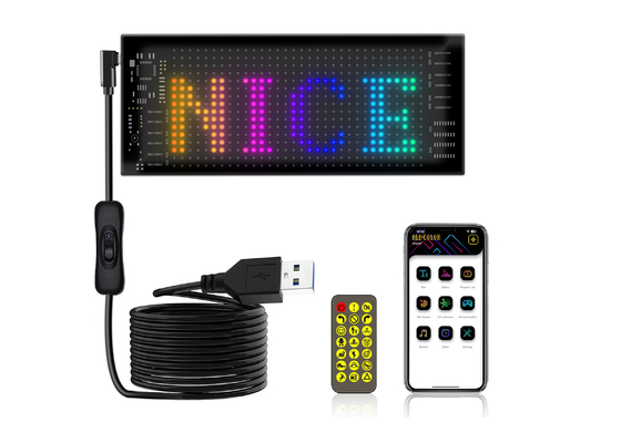 บอร์ดป้าย LED แบบยืดหยุ่น 16 * 32 การควบคุมแอปพลิเคชั่น โปรแกรมข้อความสกรอลดิสป์ แผนที่นําแสงรถยนต์แบบยืดหยุ่น