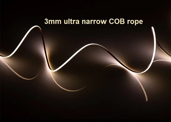 3mm Ultra Narrow COB LED Strip Rope ตู้เสื้อผ้า ตู้เสื้อผ้า แบคไลท์ทีวี 400LEDs / M