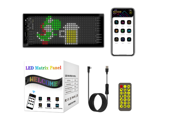 บอร์ดป้าย LED แบบยืดหยุ่น 16 * 32 การควบคุมแอปพลิเคชั่น โปรแกรมข้อความสกรอลดิสป์ แผนที่นําแสงรถยนต์แบบยืดหยุ่น
