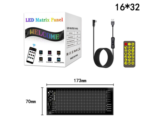 บอร์ดป้าย LED แบบยืดหยุ่น 16 * 32 การควบคุมแอปพลิเคชั่น โปรแกรมข้อความสกรอลดิสป์ แผนที่นําแสงรถยนต์แบบยืดหยุ่น