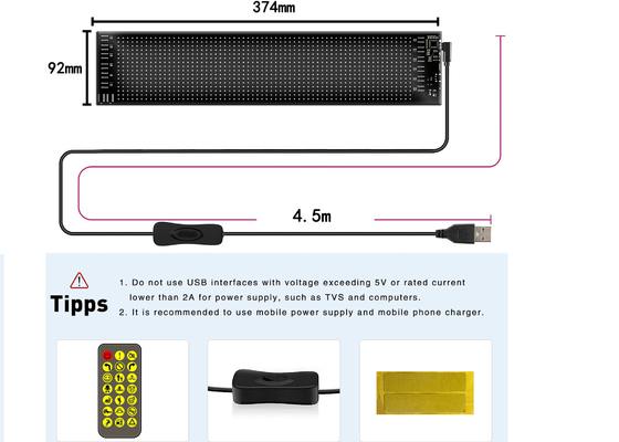 16*64 หน้าจอ LED แบบยืดหยุ่น หน้าจอภายนอก แผ่นกันน้ํา หน้าต่างรถยนต์ LED Soft Billboard