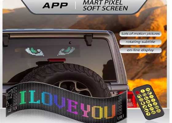 โปรแกรมได้ DIY Scrolling Text 5V USB Wireless Control RGB สัญญาณรถยนต์ LED แบบยืดหยุ่น สําหรับโฆษณา