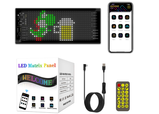 โปรแกรมได้ DIY Scrolling Text 5V USB Wireless Control RGB สัญญาณรถยนต์ LED แบบยืดหยุ่น สําหรับโฆษณา