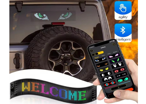 APP การควบคุม สกรีน LED แบบยืดหยุ่น เลื่อนข้อความตามสั่ง ใบแสดงผลการแสดงไฟฟ้า LED ดิจิตอลสําหรับรถ