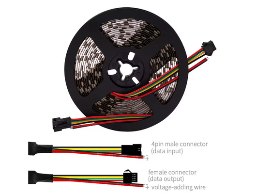DC12V ดิจิตอล ดับเบิ้ล สัญญาณสาย LED Strip เทปยืดหยุ่น WS2815 SMD5050 IP20 60led 60Pixel RGB WS2815b IC