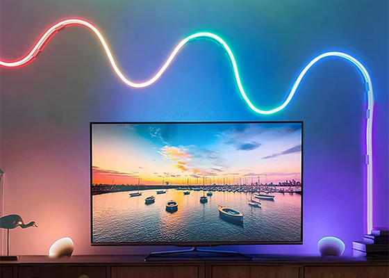 5M สีเต็ม RGB Led Neon ยืดหยุ่น ซิลิโคน แอมบิเอ็นท์ ไลท์ สเต็ป สมาธิ DIY ดิจิตอล การทํางาน สเต็ป ไลท์ TUYA APP