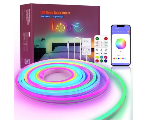 5M สีเต็ม RGB Led Neon ยืดหยุ่น ซิลิโคน แอมบิเอ็นท์ ไลท์ สเต็ป สมาธิ DIY ดิจิตอล การทํางาน สเต็ป ไลท์ TUYA APP