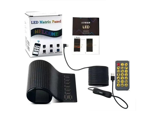 5VDC USB/2A 37x8.5cm LED Matrix Display คันจอรถยนต์ พิกเซลยืดหยุ่น โปรแกรมการเลื่อนโฆษณาสําหรับ DIY อานิเมชั่นข้อความ