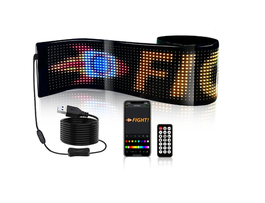 5VDC USB/2A 37x8.5cm LED Matrix Display คันจอรถยนต์ พิกเซลยืดหยุ่น โปรแกรมการเลื่อนโฆษณาสําหรับ DIY อานิเมชั่นข้อความ
