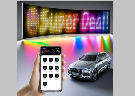 หน้าต่างรถยนต์ LED จอแสดงผลดิจิตอล มีหลายฟังก์ชัน โปรแกรมได้ แผ่นโฆษณาตกแต่ง