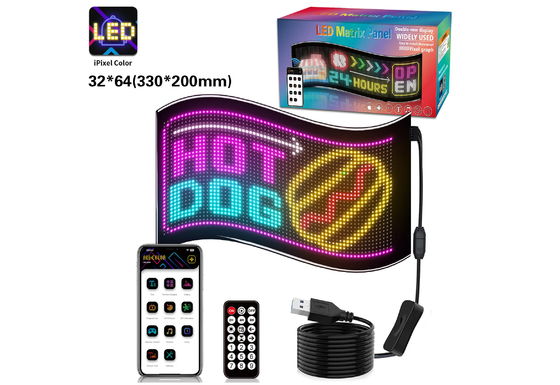 32*64 คาร์ทราค LED แมทริกซ์ พิกเซล แพนเอล Diy RGB App+Remote Control โปรแกรมได้ ดิวิล โอเกย์ อินดิเคเตอร์ ไลท์