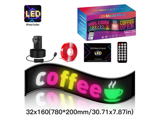 32*160 สีเต็ม สองแถวสครอลเลด สัญญาณแสง LED สําหรับรถยนต์ สัญญาณโฆษณา LED หน้าต่างแสดงภาพ
