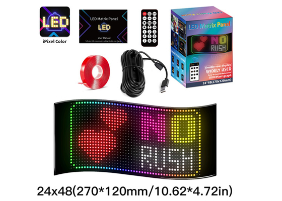 24*48 LED โดดเด่นแสงยืดหยุ่น APP การควบคุมจอโฆษณารถยนต์ Ip65 สีเต็ม จอจอรถยนต์ความละเอียดสูง