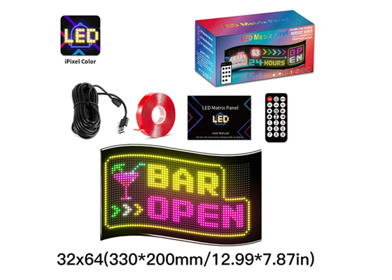 32*64 คาร์ทราค LED แมทริกซ์ พิกเซล แพนเอล Diy RGB App+Remote Control โปรแกรมได้ ดิวิล โอเกย์ อินดิเคเตอร์ ไลท์