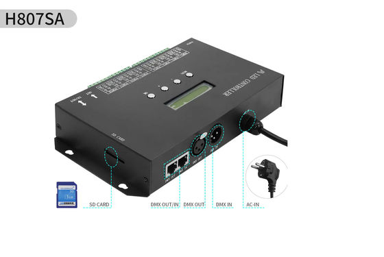 DMX512 ปรับปรุง SPI Led Controller H807SA 8192 พิกเซล สําหรับ DMX512 WS2811 WS2812B WS2815 APA102 Led Strip