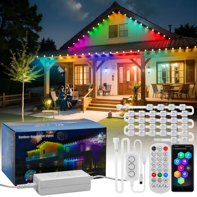 Pixel Light คริสต์มาสต์ สีสันตกแต่งบ้าน 2024 RGB โปรแกรม LED รูปทรง IP65 กันน้ํา ไฟวันหยุด