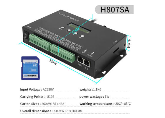 DMX512 ปรับปรุง SPI Led Controller H807SA 8192 พิกเซล สําหรับ DMX512 WS2811 WS2812B WS2815 APA102 Led Strip